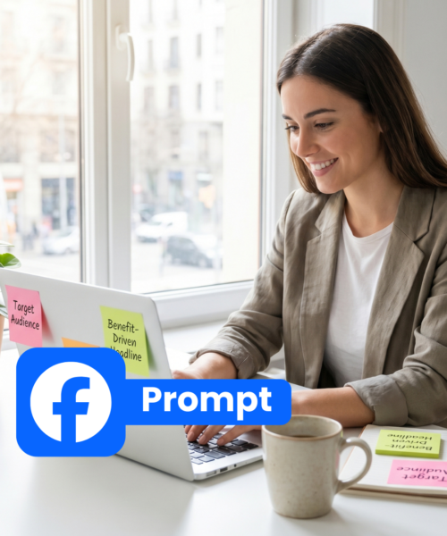 Create Ad Copy for Facebook Ads workspace with laptop